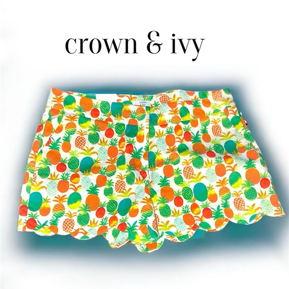 Crown & Ivy Colorful Fruit Print Shorts Size 12 - Picture 1 of 8